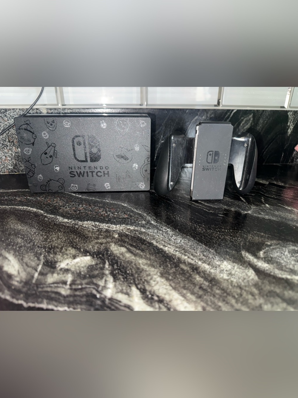Nintendo Switch Special Edition Black Dock with Character Etchings
